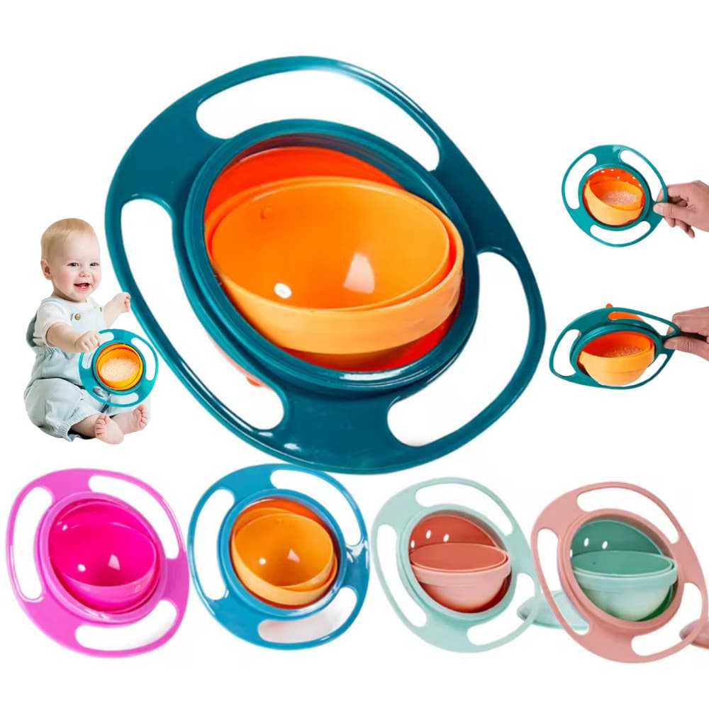 PRATO INFANTIL BEBÊ GIRATÓRIO MÁGICO 360° NÃO CAI INTRODUÇÃOALIMENTAR DIVERTIDO MENINA MENINO GIRO BOWL
