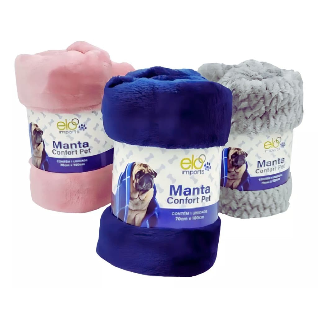 2 Manta Pet Cobertor Estampado ou Cor Lisa - Cachorro e Gato 0,70X100CM