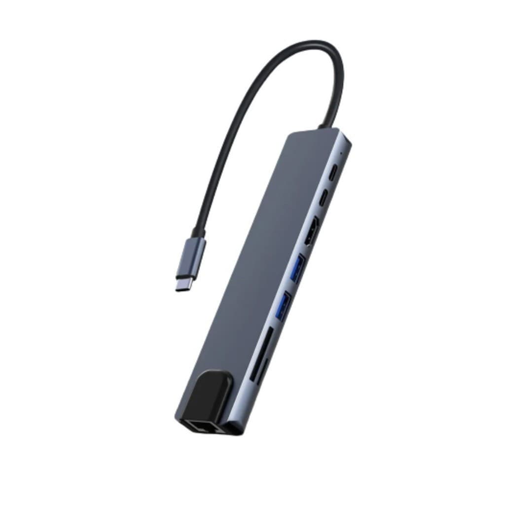 Hub USB-C para RJ45/HDMI/USB/TF/SD/PD Adaptador 8 em 1 USB 3.0