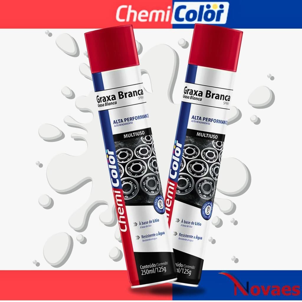 Kit 2 Graxa Branca de Lítio Spray Chemicolor 250ML 125G