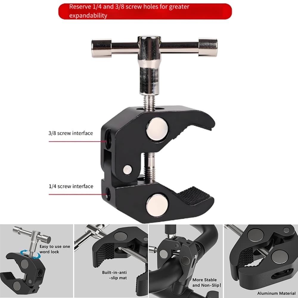 Suporte De Fotografia Clipe De Extensão Câmera Tripé Equipamento Acessórios Bicicleta Fixo metal Caranguejo Braçadeira C