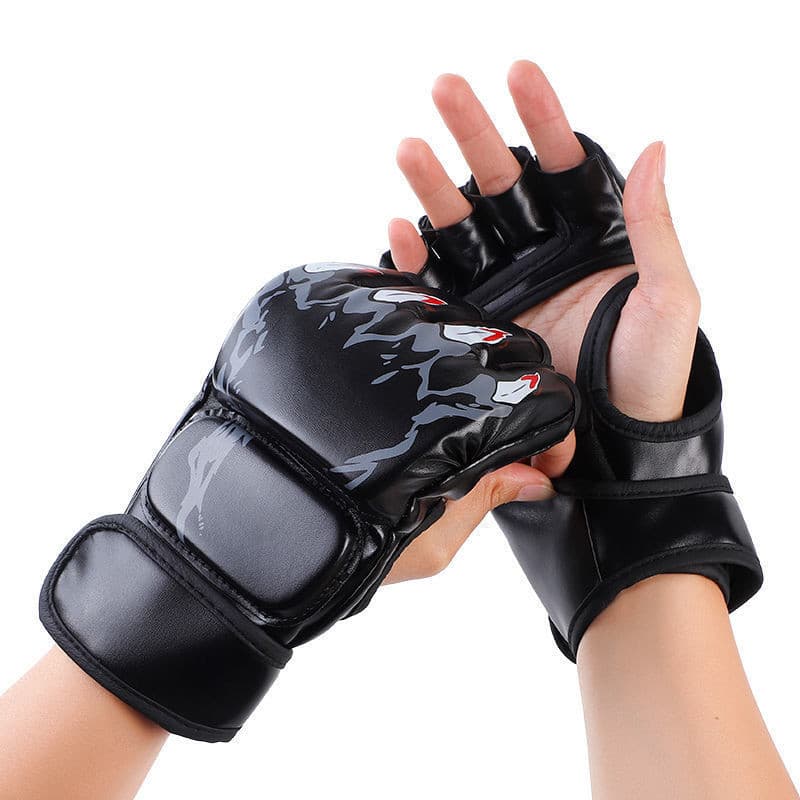 Luvas de Boxe Meio Dedo | Luvas de MMA, UFC e Sanda | Luvas Adultas Espessadas para Treino e Sacos de Areia