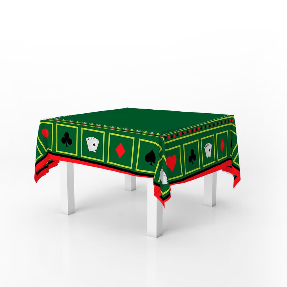 Toalha de Mesa Quadrada Jogos Baralho Poker 140x140cm 4 Lugares Oxford 100% Poliéster