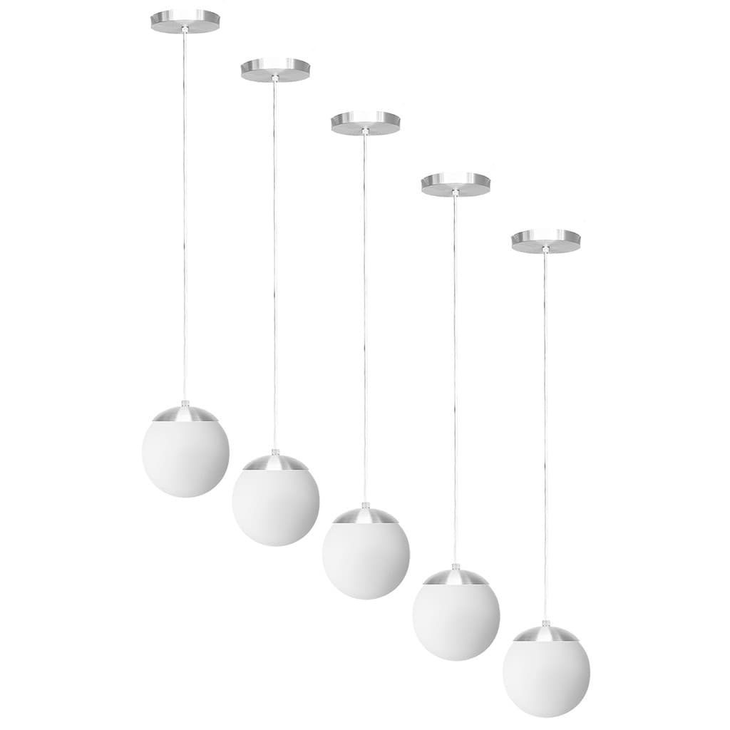 KIT C/5 LUSTRE PENDENTE GLOBO JABUTICABA STUTTGART ESCOVADO