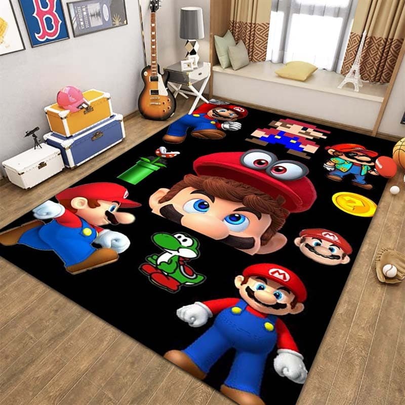 Tapete Estampado De anime De Desenho Animado Super Mario Bros , Área De Sofá De Sala De Estar , De Engatinhar Para Bebês