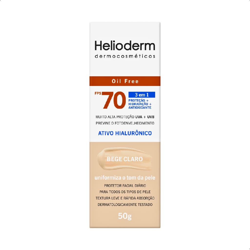 Protetor Solar Facial FPS70 Cor Bege Claro 50g Helioderm