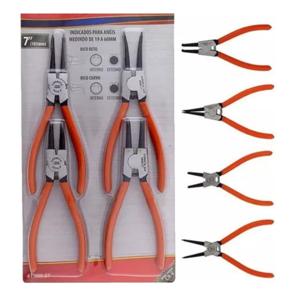 Alicate Extrator De Anéis Kit Alicates Bico Curvo E Reto
