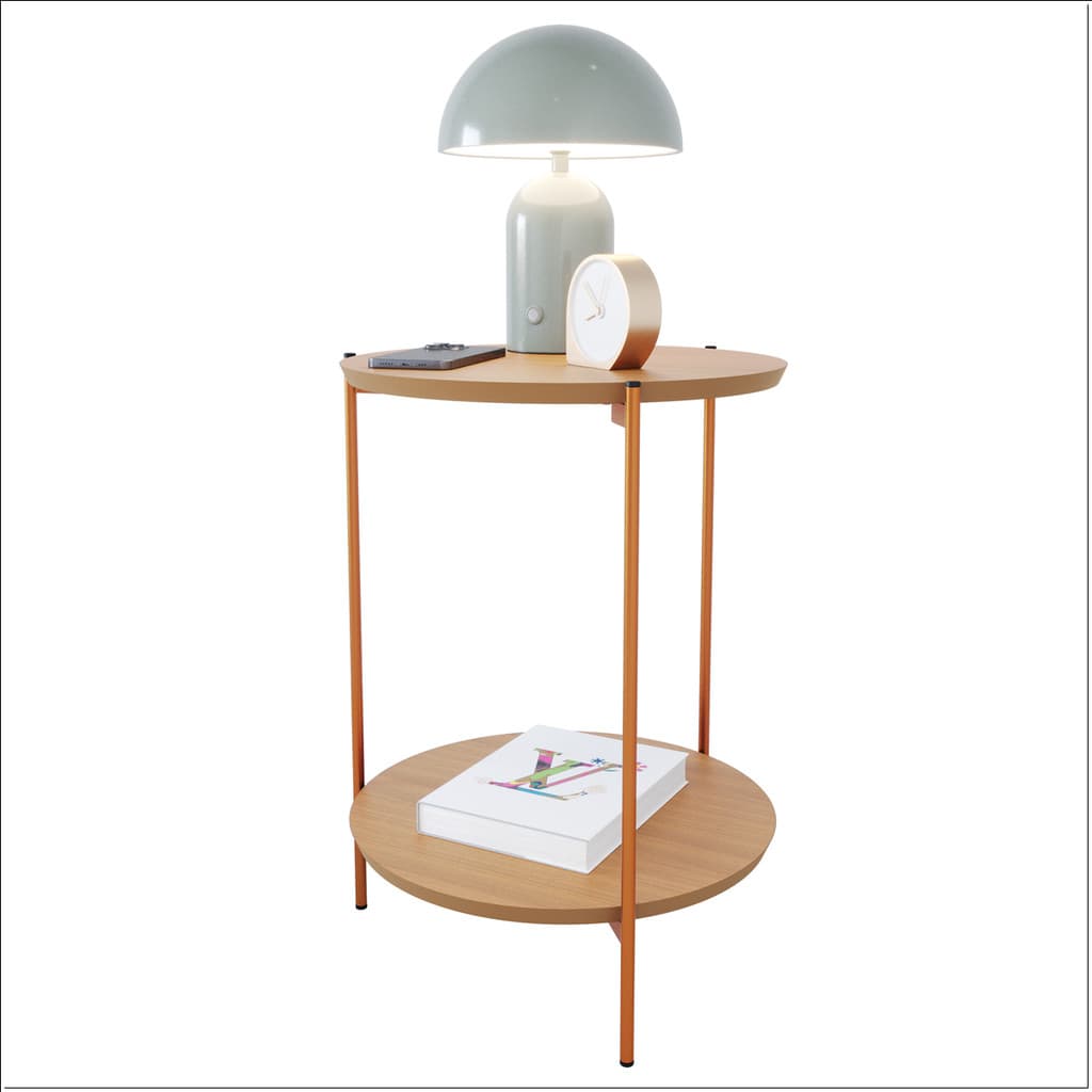 Mesa Lateral Duda Nature com Estrutura em Ferro Bronze Design Moderno Ofertamo
