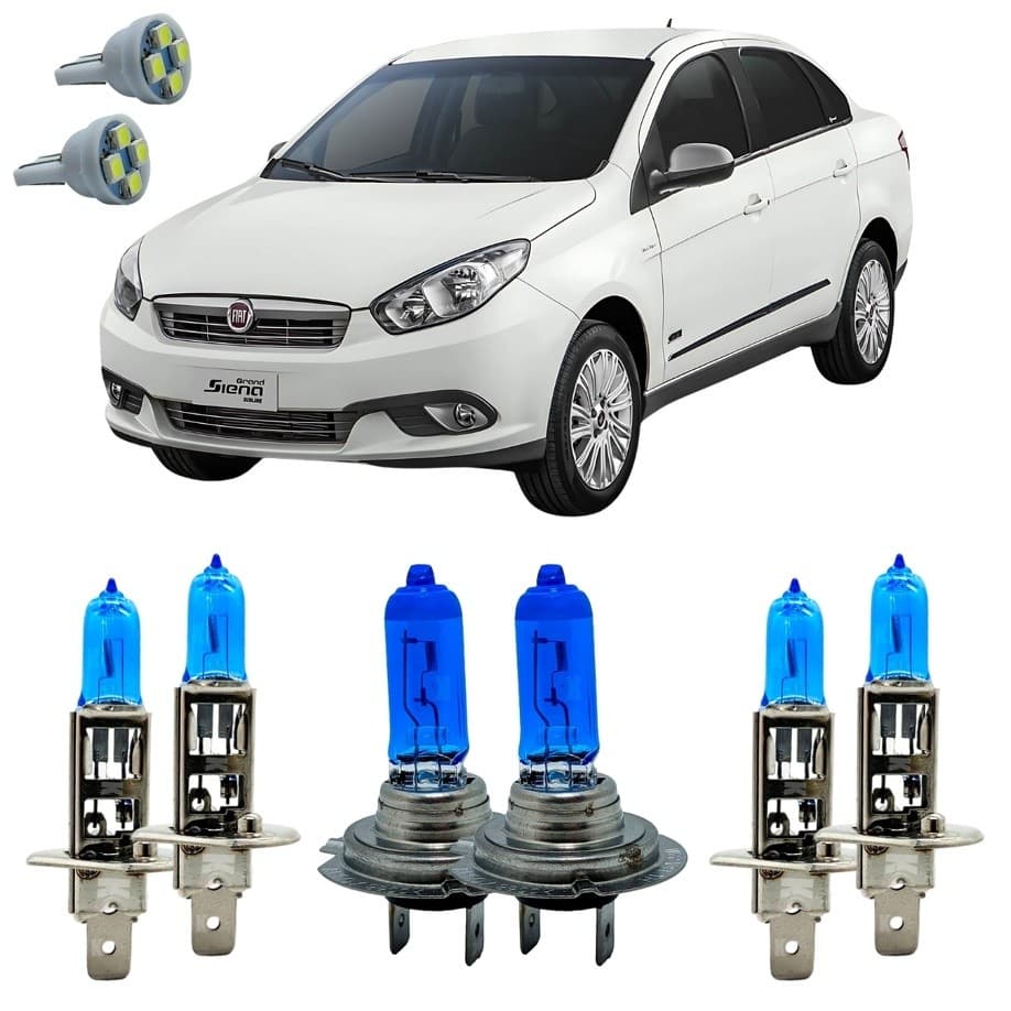 Kit Super Branca 8500k Grand Siena 2012 Em diante + Led T10