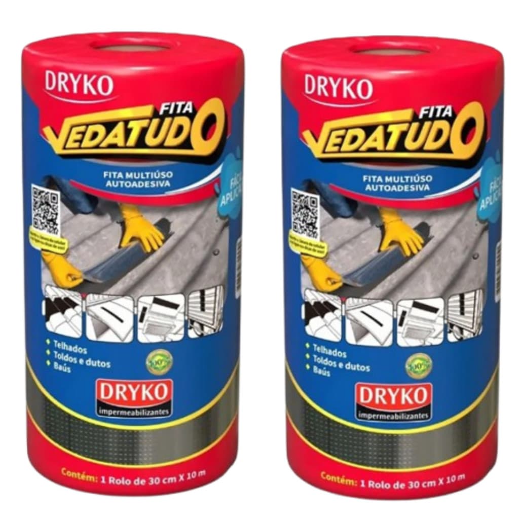 Fita asfáltica 2un manta 30 cm x 10 m Rolo auto adesiva aluminizada Vedatudo Impermeabilizaçao