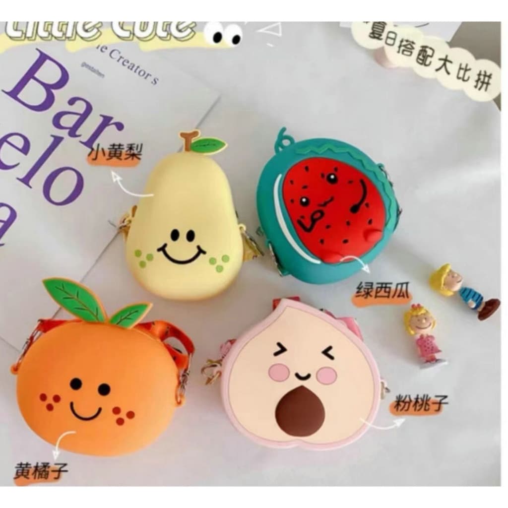 Bolsa infantil frutinhas fofa silicone