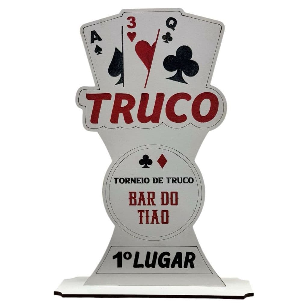 Troféu Truco Campeão Em Mdf Decoração e Premiação Competição