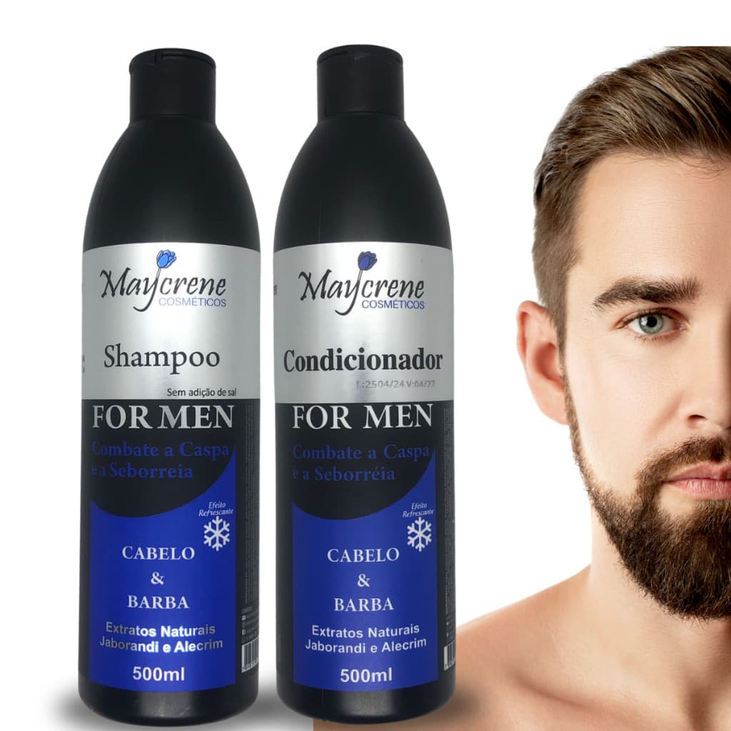 Kit For Men Shampoo + Condicionador 500ml Para Homens Cabelo e Barba Maycrene