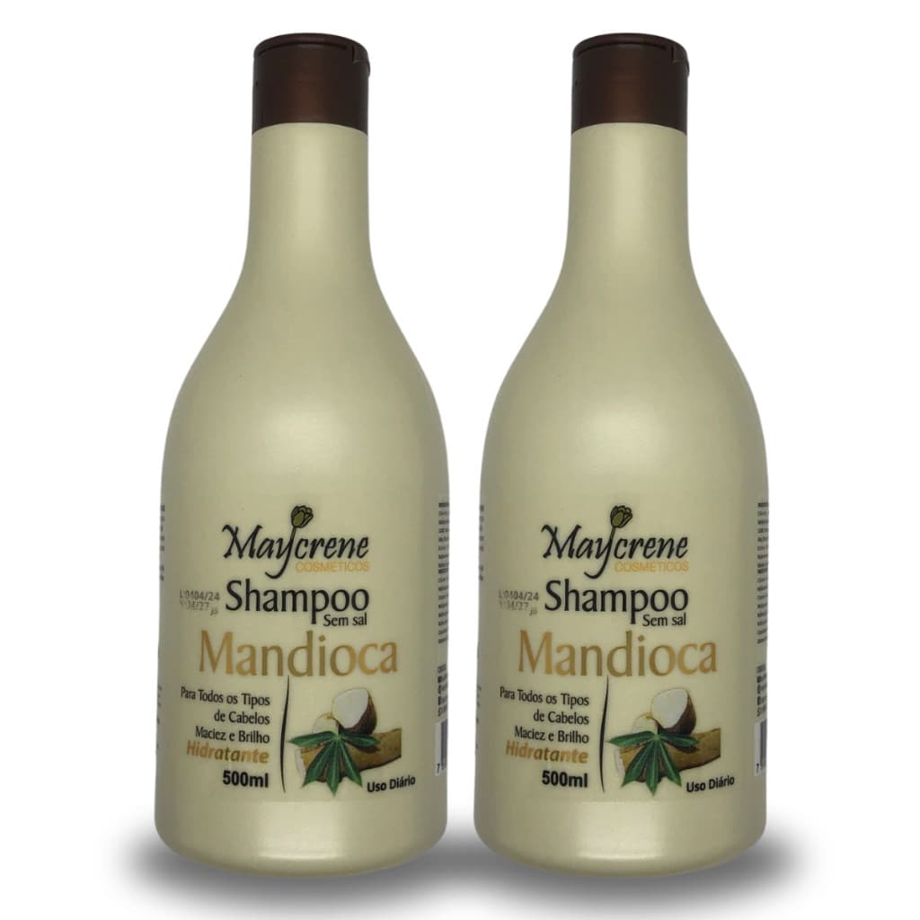 Maycrene Kit 2 Shampoo Mandioca 500ML - Cabelos Ressecados