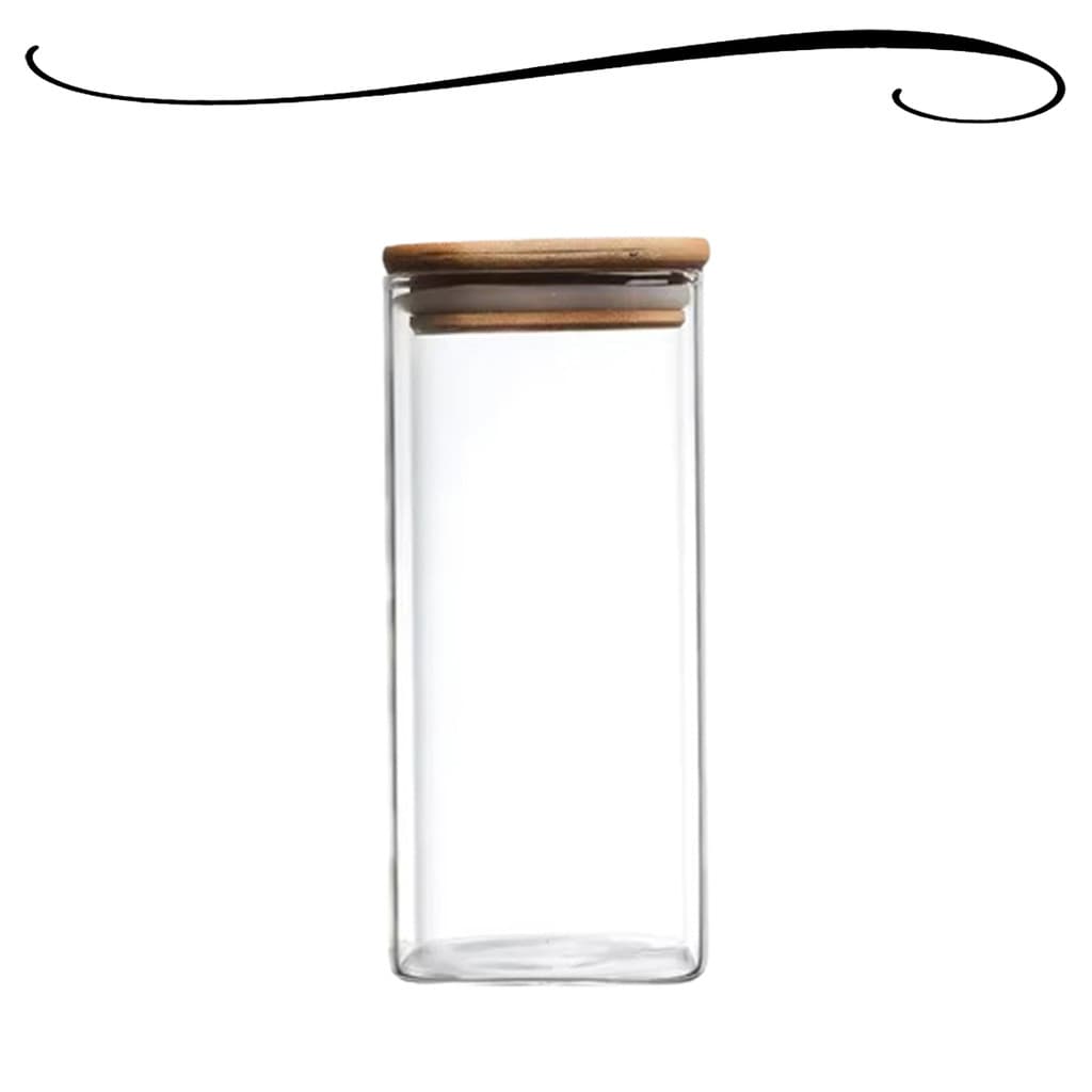 Pote Hermético de Vidro, Tampa de Bambu Organizador Cozinha Geladeira IdealTemperos Objetos 1650ml