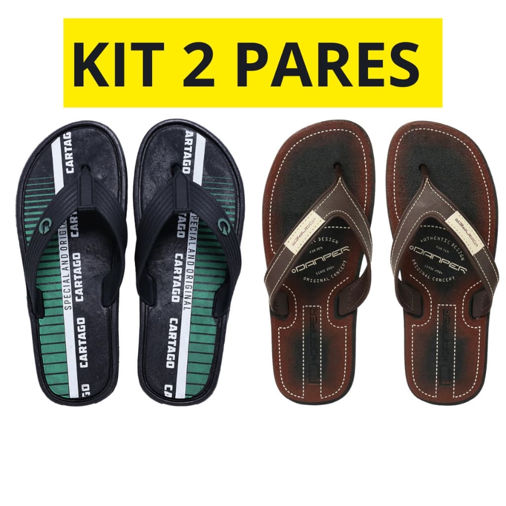 Kit 2 Chinelo Sandália Masculino Leve Resistente Borracha Antiderrapante Confortável