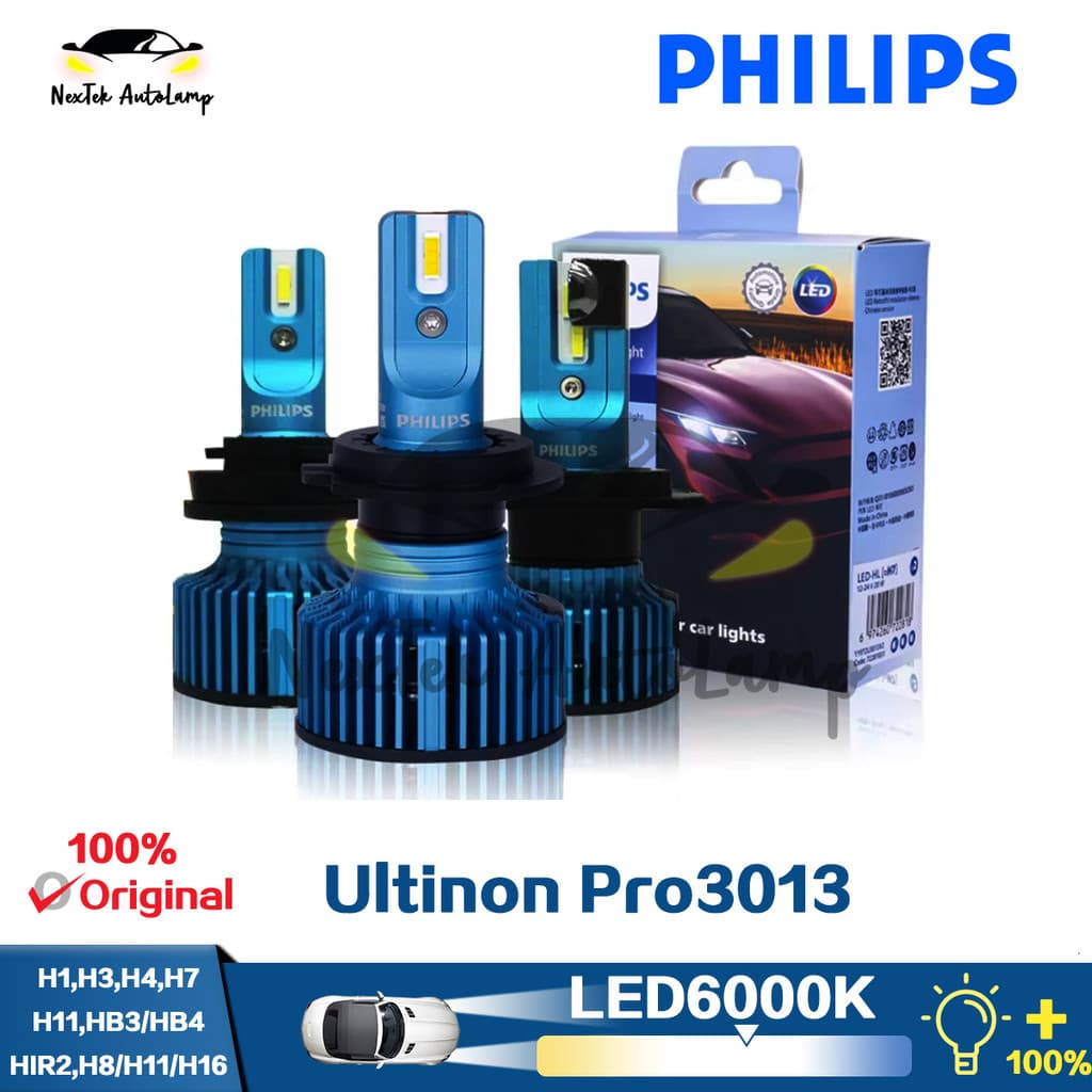 Philips Ultinon Pro3013 LED H1 H3 H4 H7 H8 H11 H16 H11 HB3 HB4 HIR2 12V 24V 6000K Brilho Poderoso Farol De Carro Origina