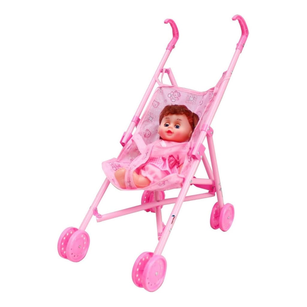 Kit Carrinho Guarda-Chuva c/ Boneca Infantil BW149