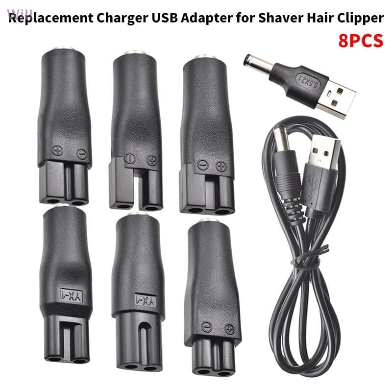 8 Pçs Cabo De Alimentação 5V Substituição Carregador Adaptador USB Conversor Universal Para Todos Os Tipos De Barbeador