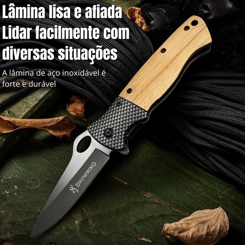 Canivete Estilo Semi Automatico 22cm C/ Trava De Segurança, Saque Rápido Cabo de Madeira