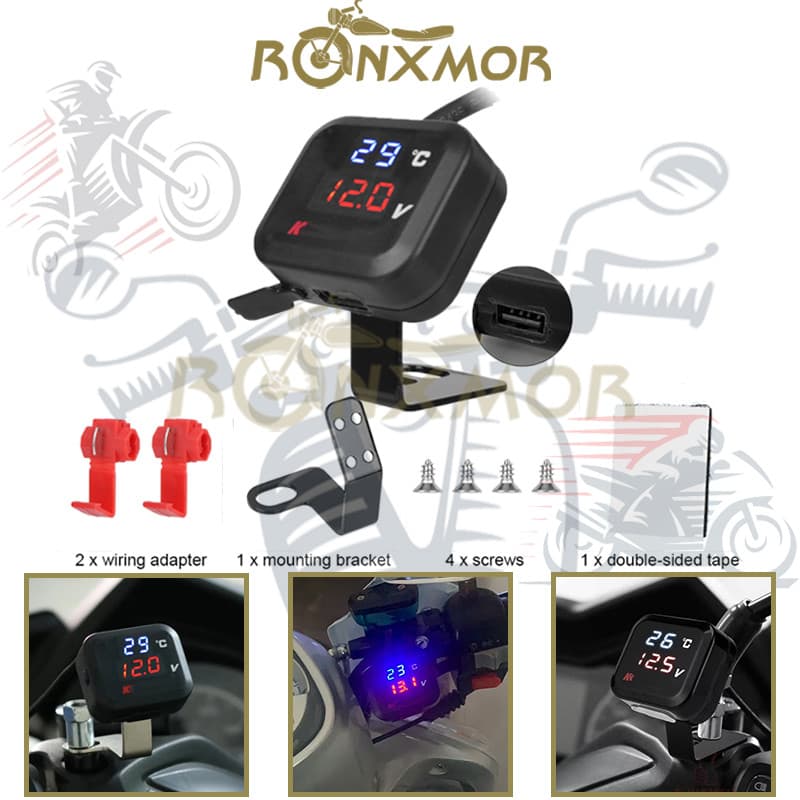 RONXMOR 1PC Indicador De Marcador De Temperatura Acessórios Medidor Universal Da Água Para Motocicleta Carregador De Tel