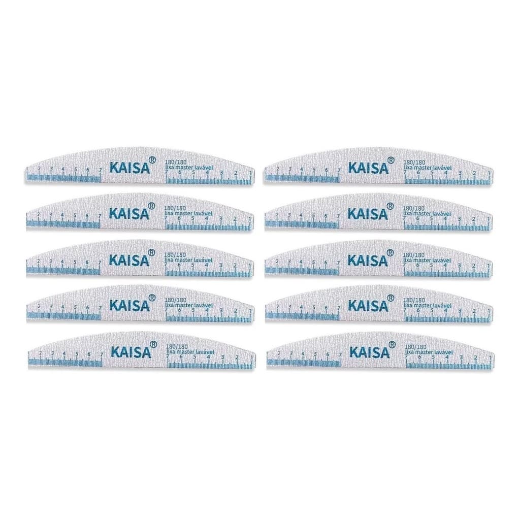 Kit 20 Lixas Kaisa Master Bumerangue Régua Meia Lua Unhas