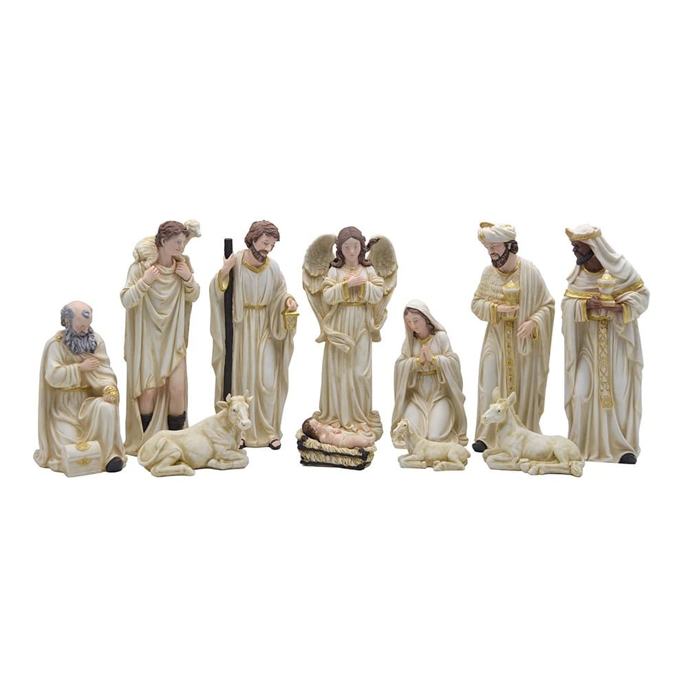 Presépio de Natal New Marfim de Resina 45cm 11 Peças