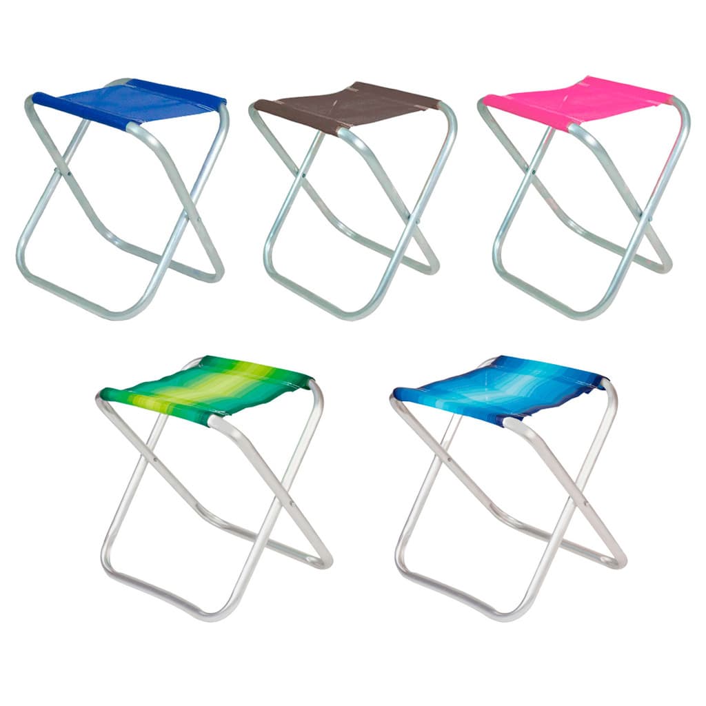 Banqueta Dobrável Banquinho Alumínio Suporta 90kg Diversas Cores Camping Praia Pesca - BEL/MOR