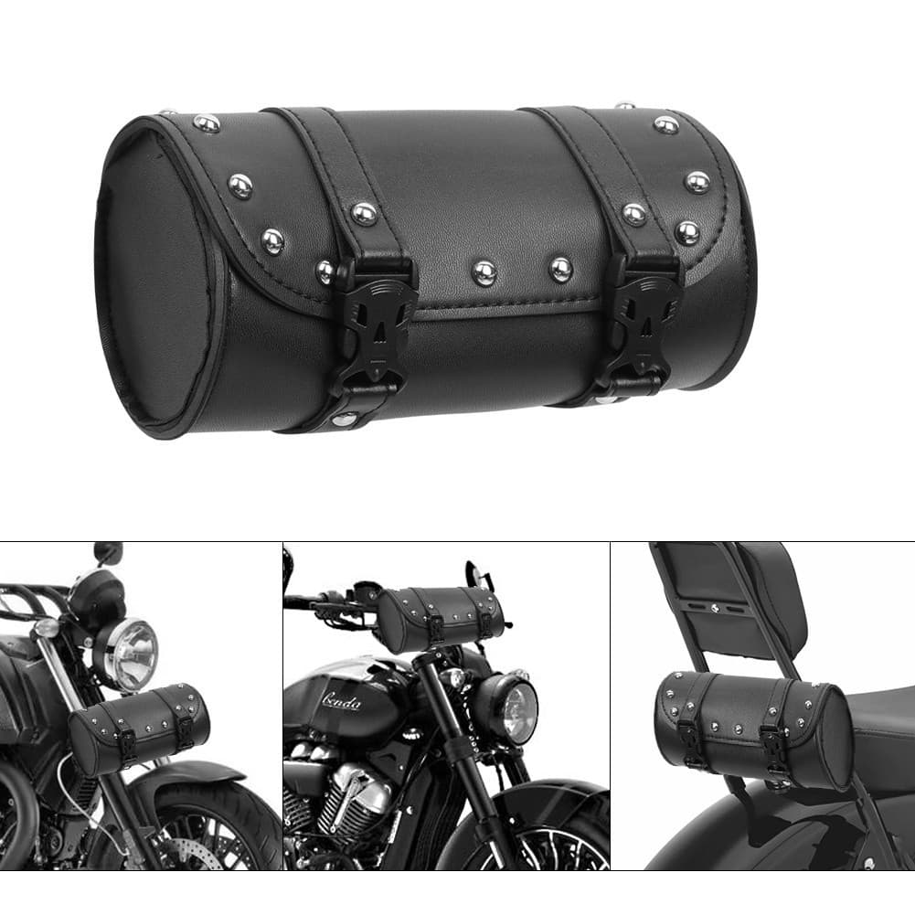 Couro Motocicleta Lado Impermeável Retro Tático Mini Rolo Universal Saco