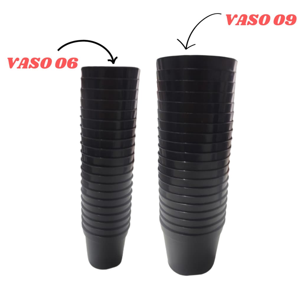 Kit 100 vasos para plantas na cor Preta Pote 9 - pote 6