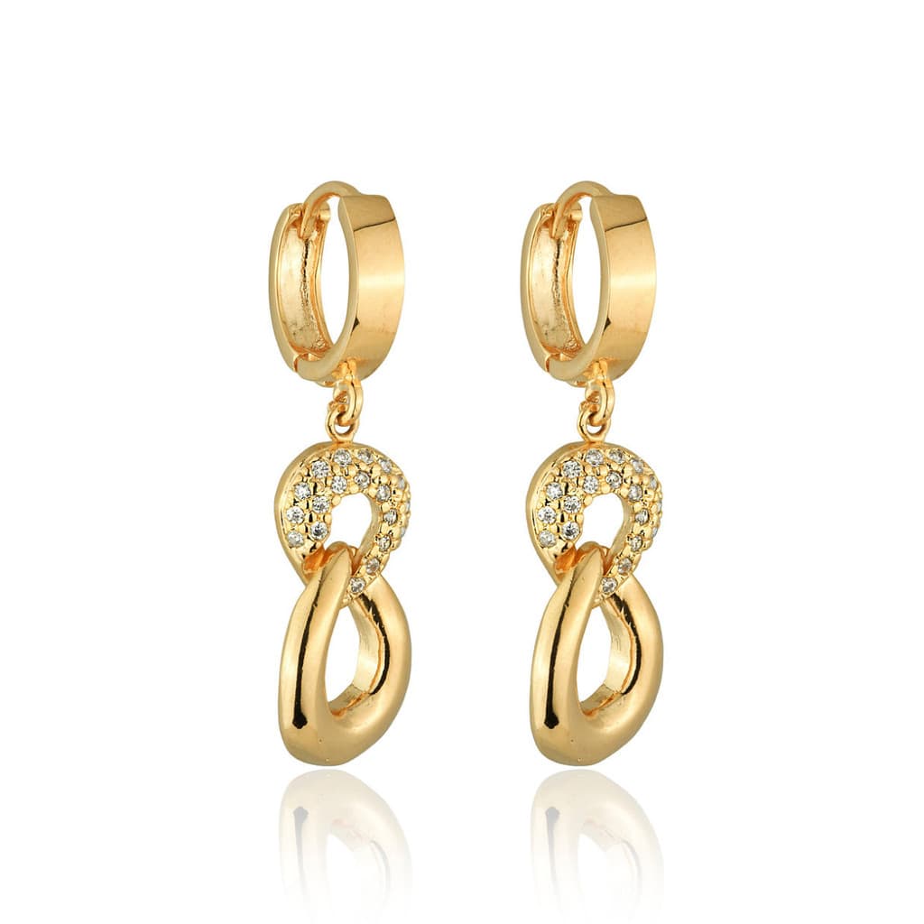BRINCO FEMININO BANHADO A OURO 18K ARGOLA CRAVEJADA STRASS LISA PAR DE BRINCOS FOLHADO PRESENTE