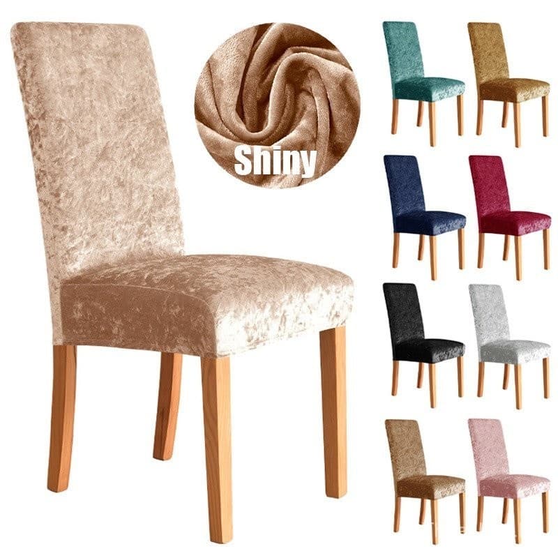 kit 6 peças Capa De Cadeira De Veludo Brilhante Elástica Decorativa Para MESA DE JANTAR