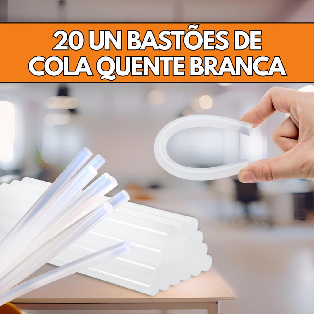 20Un Bastão Cola Quente Refil Profissional Transparente Fina 7mmX30cm