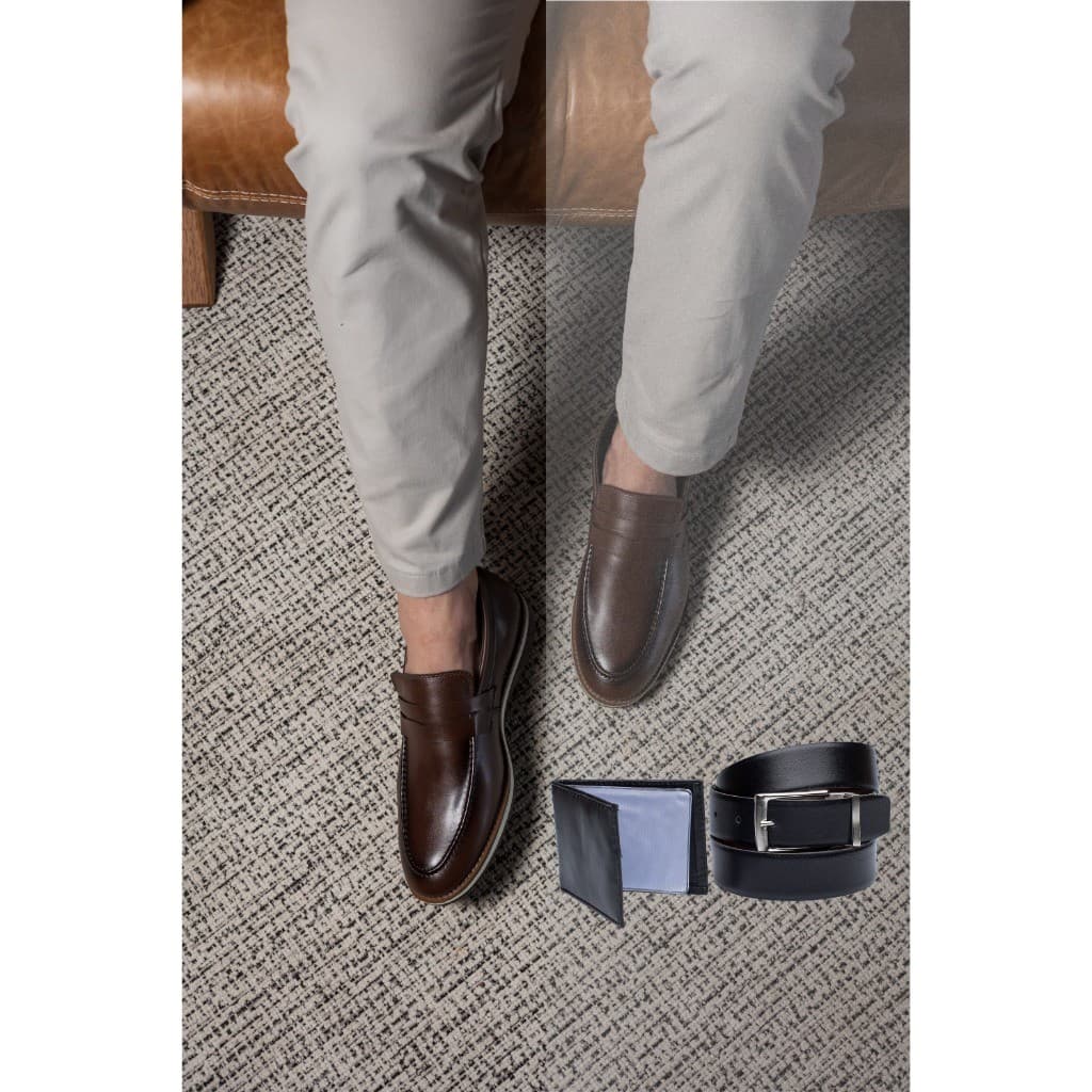 Sapato Social Cinto Carteira Masculino Oxford Milan Confortável Sapato Social Brogue Dia dos Pais