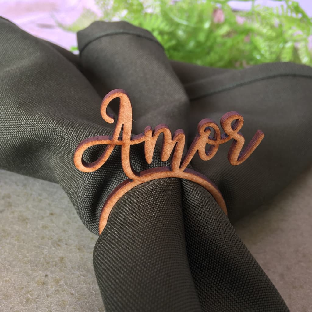 50 Porta Guardanapos Amor Casamento Decoração de Mesa Posta Mdf Cru