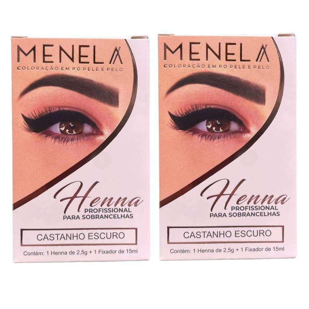 Kit 2 Hennas Castanho Escuro Para Design De Sobrancelhas Menela