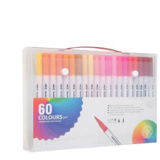 Kit 48/60/80/100/120 pecas Caneta Brush Pen com dupla pincel estilo brushpen e ponta fina