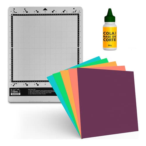 2 Bases de Corte 30x30 Para Silhouette Cameo, Cameo 1, 2, 3 e 4 + Cola Para Base 50g + 10 Folhas Colorplus