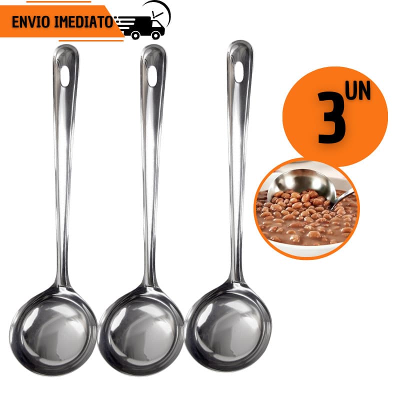 Kit 3/ 2 ou 1 Conchas Inox Para Feijão Sopa Caldos Restaurante Cozinha Buffet Servir Frio Copa