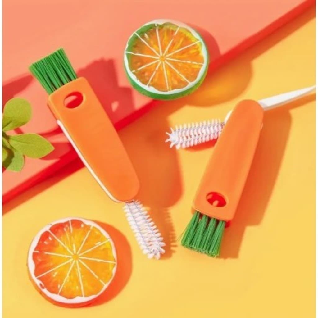 Escova 3 Em 1 Mini Para Lavar Garrafa Mamadeira Bico Garrafa Bebe e copos Portátil Dobrável Bebê Bico - XL3376