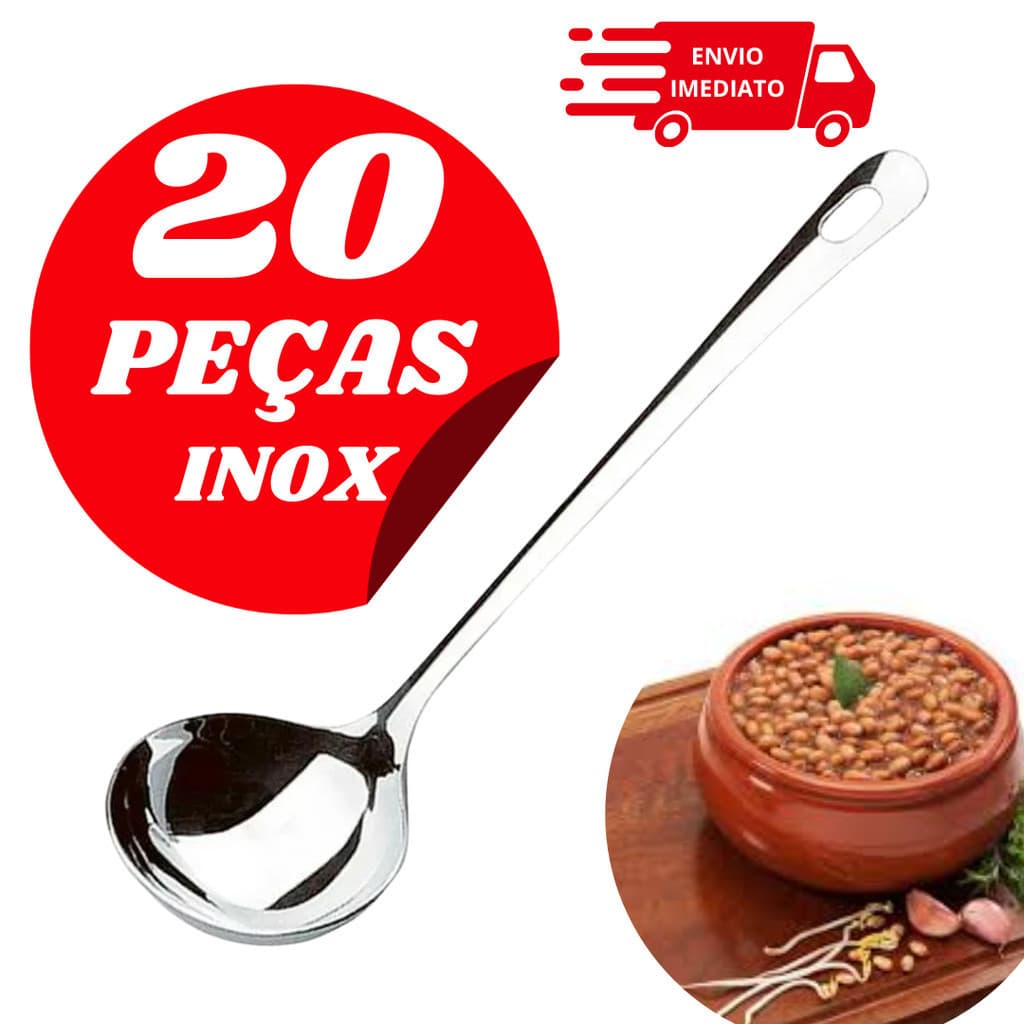 Kit com 20 Conchas de Inox para Feijão Caldos Sopas E Molhos Ideal Para Cozinha De Casa e Restaurante