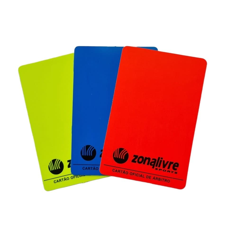 Kit Cartão de Árbitro  Fluorescente Vermelho+Amarelo+Azul
