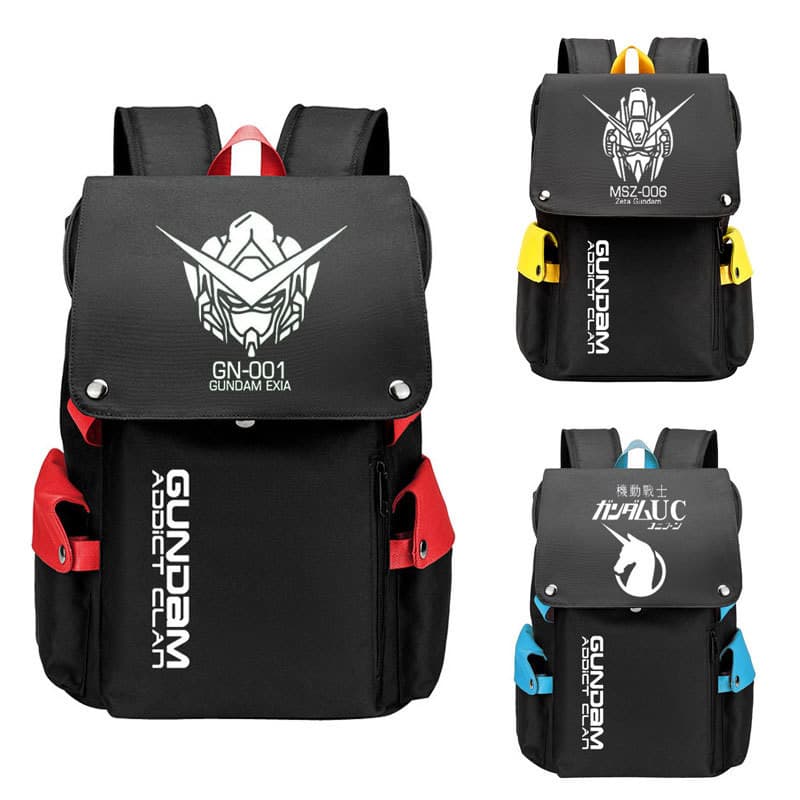 Mochila escolar Mobile Suit Gundam UC unicórnio de lona para estudantes, mochila de grande capacidade para computador.
