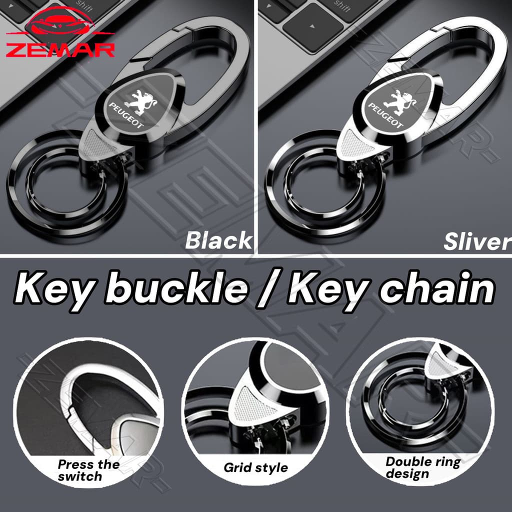 Chaveiro De Metal Para Carro Peugeot Porta-Chaves De Motocicleta Anel Duplo De Alta Qualidade Fivela De Chave Suspensa P