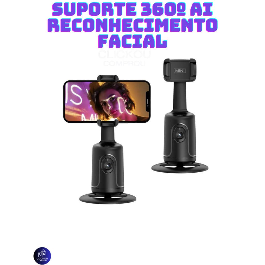 Suporte Estab c/ reconhecimento facial AI 360°Móvel Inclinar a Visão Panorâmica De Auto-Fie Ao Vivo