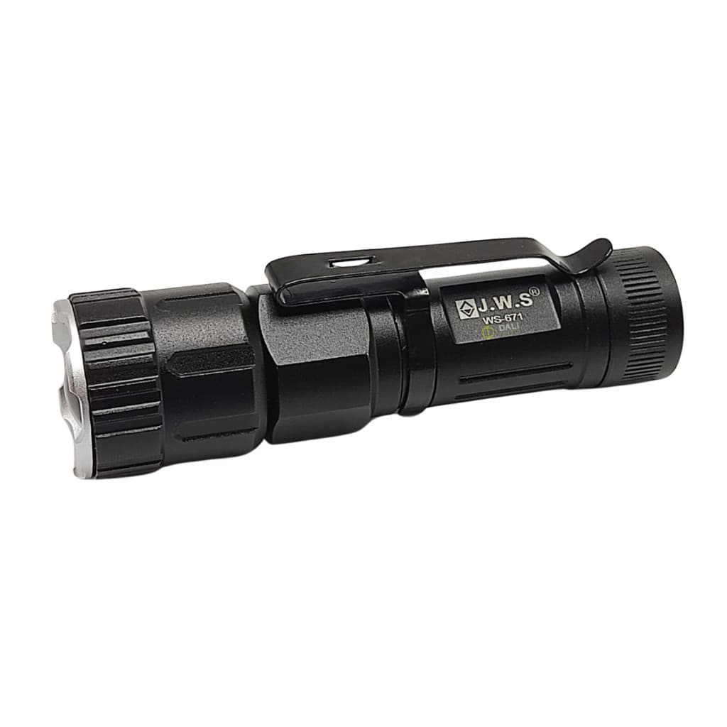 Lanterna Tática EDC 10cm Jws Led T12 Super Forte Com Clip e Botão Liga e Desliga na Tampa