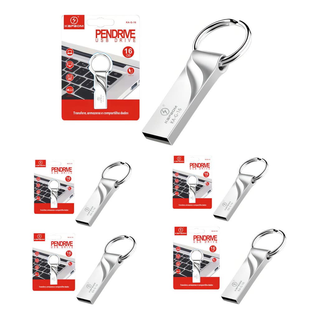 Ka-g-16 Kit Com 5 Pen-drive De 16 Gb Pen Max Usb 2.0 Pc/tv