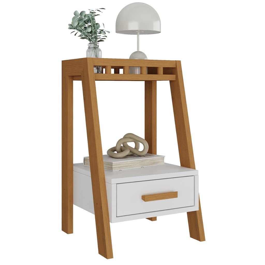 Mesa De Cabeceira Para Quarto Com 1 Gaveta E Pés De Madeira Pinus