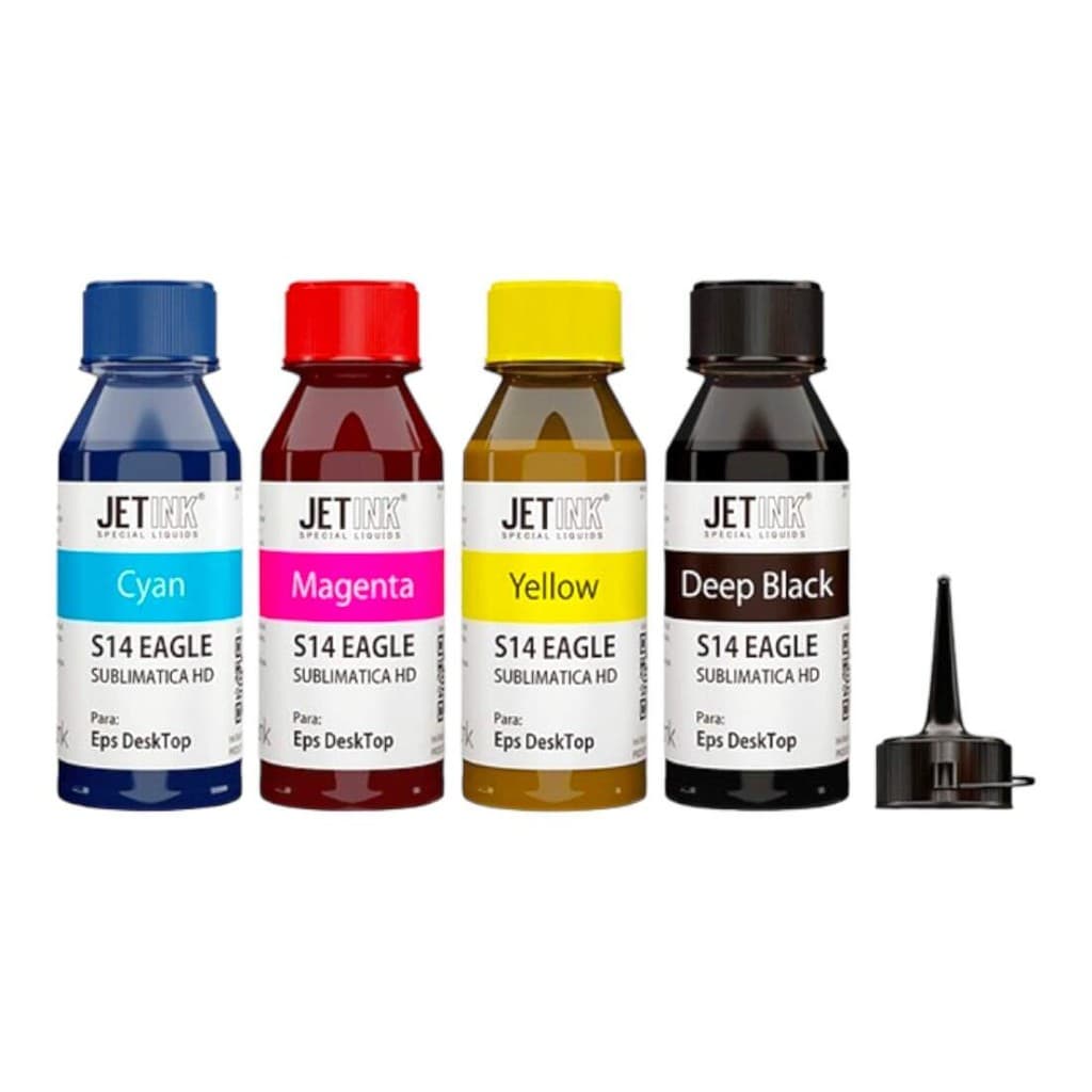 Kit 4 Tintas Sublimática Jetink Refil para Impressora Ecotank - 100ml