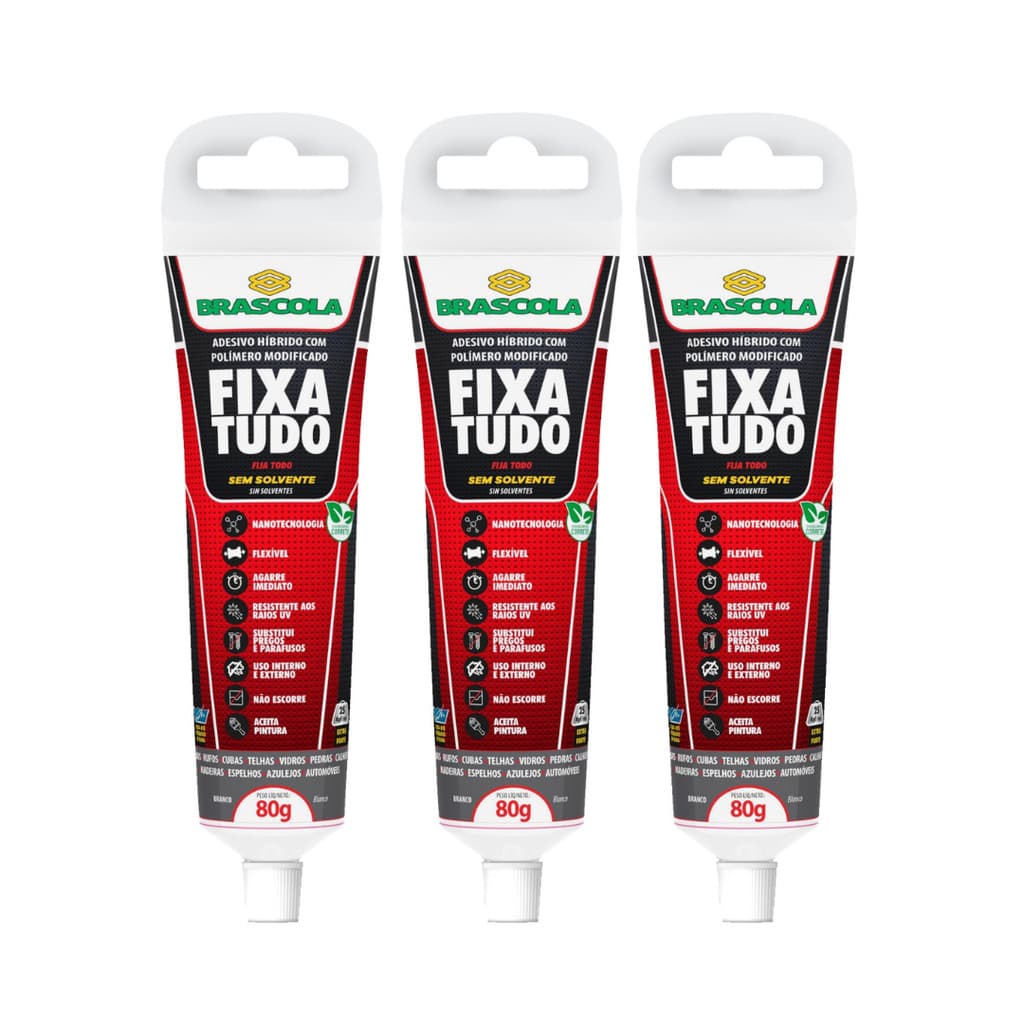 Kit 3 Fixa Tudo 80g Brascola – Adesivo Selante de Alta Performance
